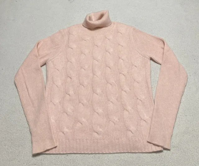 Wendi B Cashmere Sweater Women's Medium Pink Long Sleeve Cable Knit Turtleneck