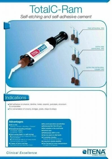 ITENA Total C-RAM 8gm Self Etch Ciment Résine Auto-Adhésif Fabriqué en...