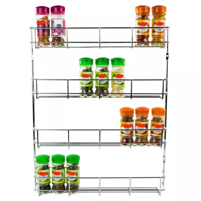 Spice Rack Cupboard Door 4 Tier Herb Wall Mounted | Large Andrew James