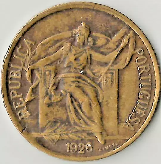 Portugal 50 Centavos 1926, Coin, Km# 575, Seated Figure, CIR. # 12