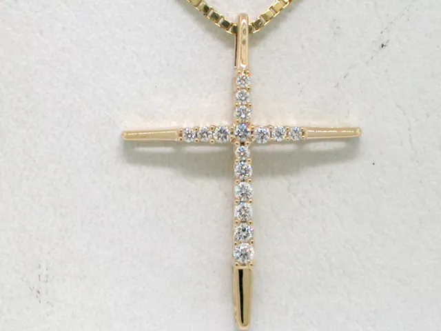 Brillant Anhänger Kreuz 585 Gelbgold 14Kt Gold 16 Brillanten total 0,19ct W Si