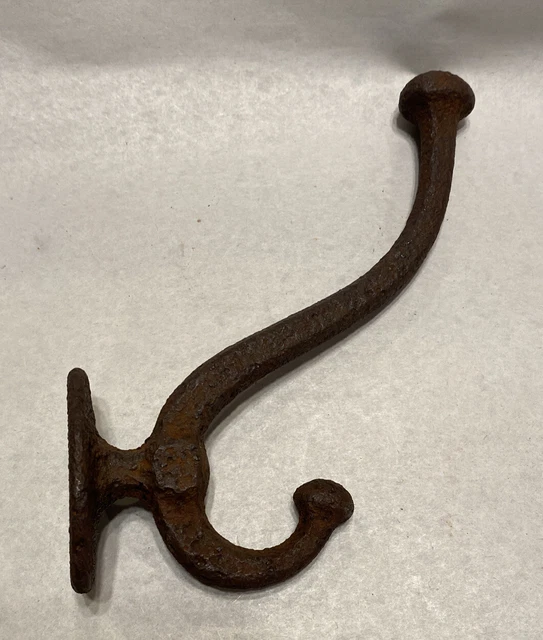 Antique Vintage Cast Iron Double Wall Hook Coat Hat Heavy Duty 5”