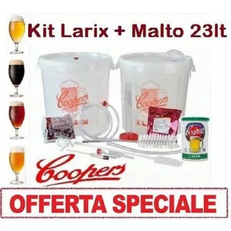 Offerta Kit Di Fermentazione Birra "Larix"+Malto Coopers 23 Lt Birra Artigianale