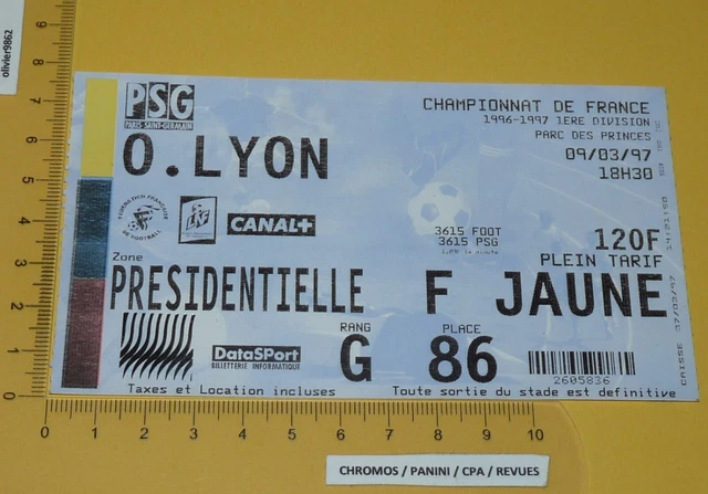 Billets Olympique Lyon vs Paris Saint-Germain - Ligue 1 française