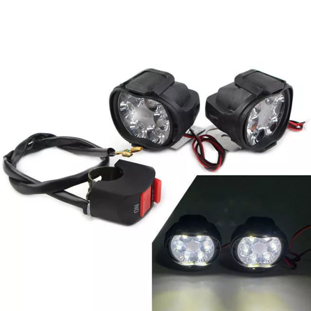 2pcs Motorcycle 12V 6 LED Headlight Spot Fog Lights Head Front Lamp With Switch