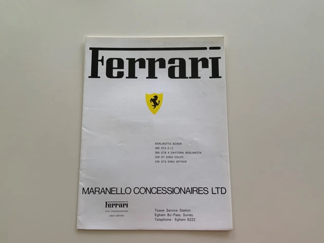 Ferrari UK Berlinetta Boxer, 365GT4 2+2, 365 GTB 4 Daytona, 246GT & GTS Dino