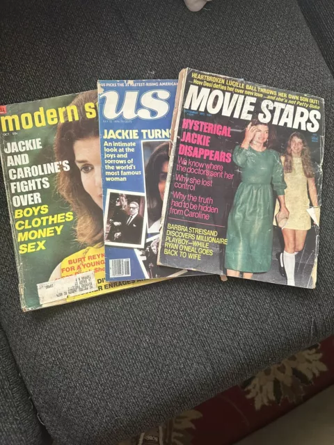 (3)Lot Of vintage Movie Magazine Featuring Jackie Onassis Kennedy