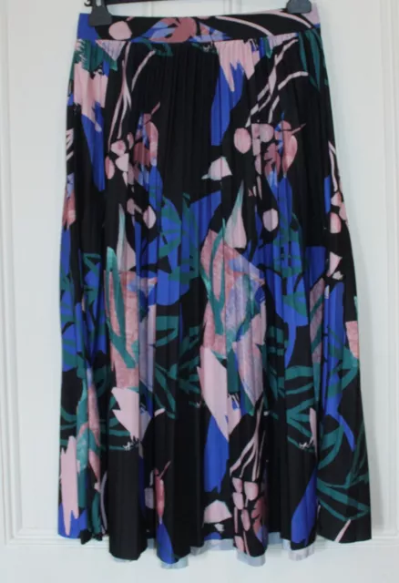 Black Multi Floral Print Dannii Minogue pleated midi skirt -  10 regular - new