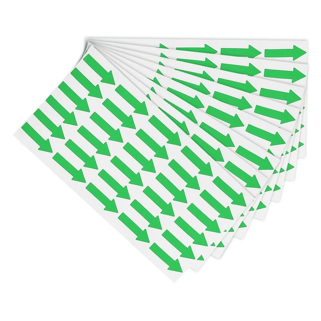 Small Arrow Sticker Label 1.2x0.5", 450 Pcs Adhesive Color Coding Sign, Green