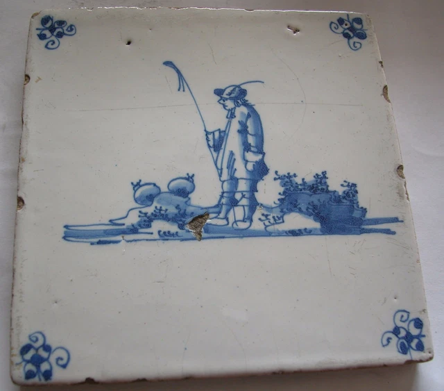 A Blue And White Antique 17Th-18Th Century Dutch Tile
