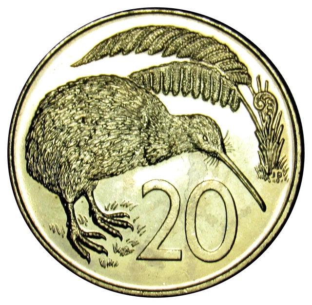 New Zealand 20 Cents coin 1982  KM#62 Kiwi bird UNC