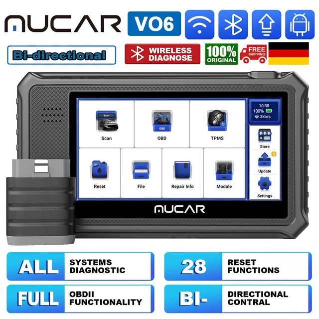 2023 MUCAR VO6 OBD2 per tutti i sistemi AUTO 28 Resetets Scanner Bidirezionale