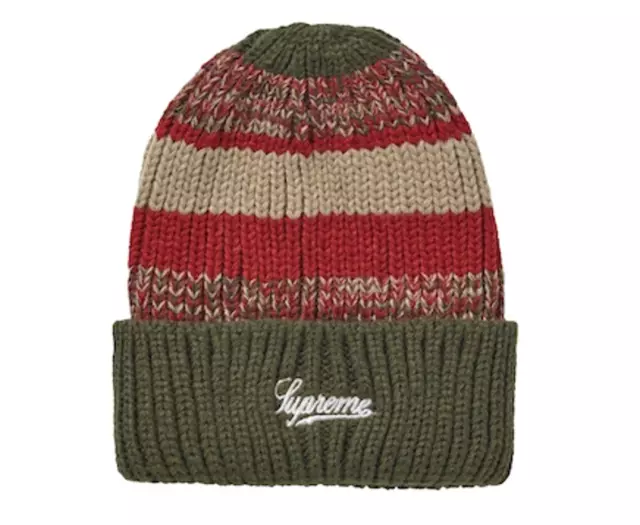 Supreme Mixed Stripe Beanie FW21BN6 Green ONE SIZE NWT