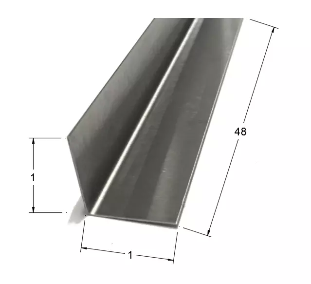 1 x 1 x 48 Stainless Steel Inside Corner Guards, 90 Degree Angles 20ga, (5 Pack)