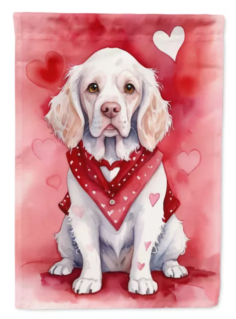 Clumber Spaniel My Valentine Flag Canvas House Size DAC5319CHF