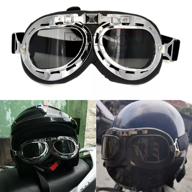 Vintage Retro Motorcycle Goggles Flying Motorbike Eyewear Glasses Helmet Riding