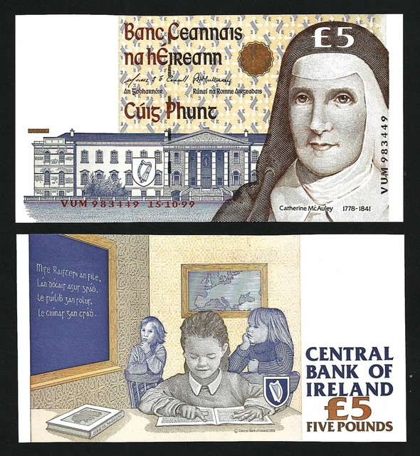 Ireland Republic 5 Pounds 1999, UNC, P-79b, Central Bank of Ireland