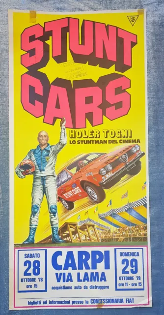 Holer Togni Stunt Cars Manifesto 1978 Vintage Poster Auto Show Stuntman