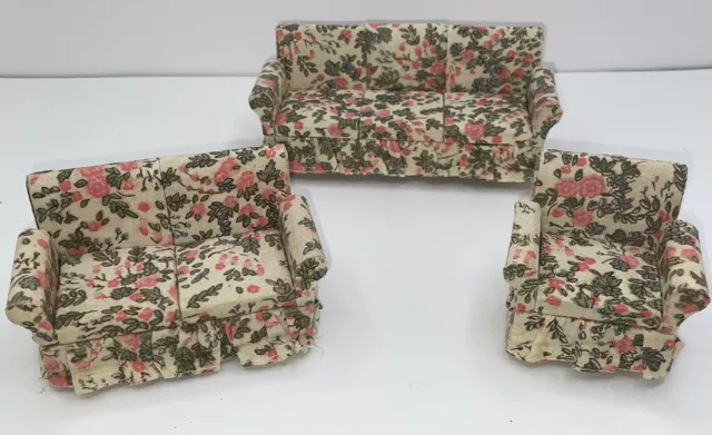 Lot Of Vintage Wood Dollhouse Upholstered Furniture Sofa Love Seat Chair Living Lot Of Vintage Wood Dollhouse Upholstered Furniture Sofa Love Seat Chair Living