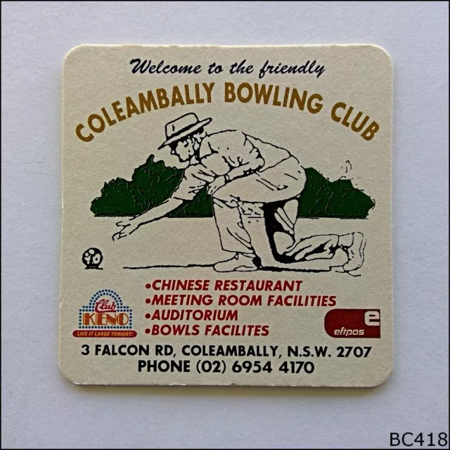Coleambally Bowling Club Coaster (A) (B418)