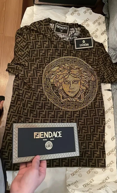 FENDI × VERSACE FENDACE logo embroidered Medusa T-shirt