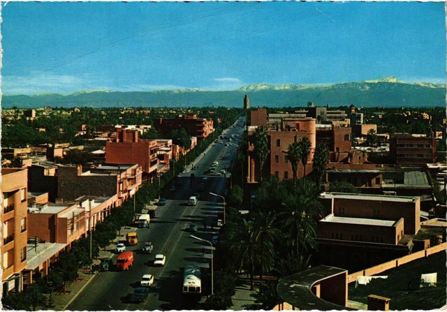 CPM AK MAROC Marrakech Avenue Mohammed V, la Koutoubia et Atlas enneigé (67425)