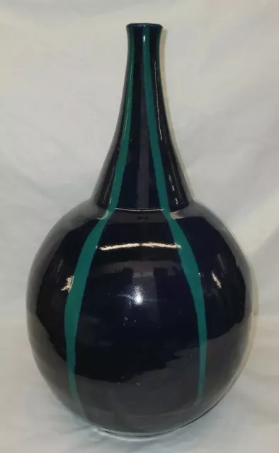 Orcas island pottery blue vase Large Size 15 tall 9 inch wide VINTAGE POTTERY