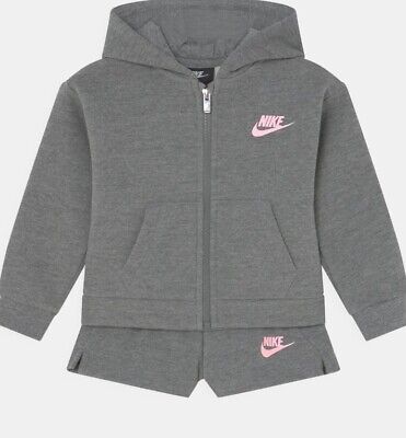 Nike Girls Club Set Hoodie and shorts 3-4 years  NEW With Tags Grey