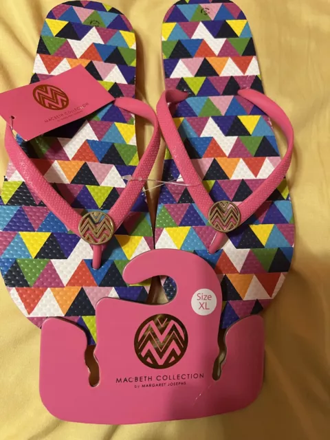 Macbeth Collection by Margaret Josephs Multi Color Thong Flops Size XL  (11) NWT