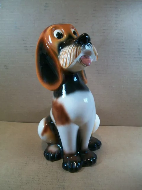 Vintage Porcelain ~ Large Dog Figurine ~ Hound Dog/Beagle ~ 1950's ~ 14" Tall