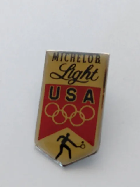 Michelob Light Beer USA Olympics Gold Toned and Red Lapel Pin