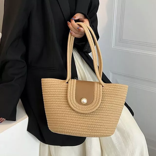 Women S Beach Straw Bag Large Capacity Woven Handbag Fashionable And Casual
