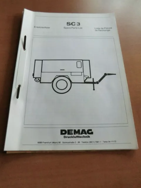 Ersatzteilliste Demag Schraubenkompressor SC 3 Screw Compressor Ausgabe 1975