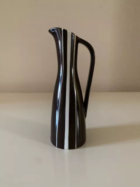 50er 60er Jahre Vase Keramik braun-weiß Midcentury Höhe 18 cm