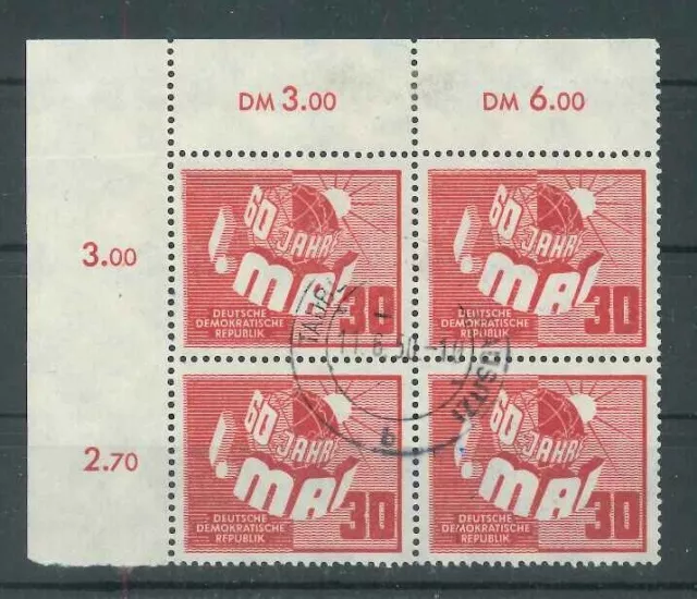 DDR Mi-Nr. 250 Eckrand Viererblock - 4er Block gestempelt - Mi. 140,-