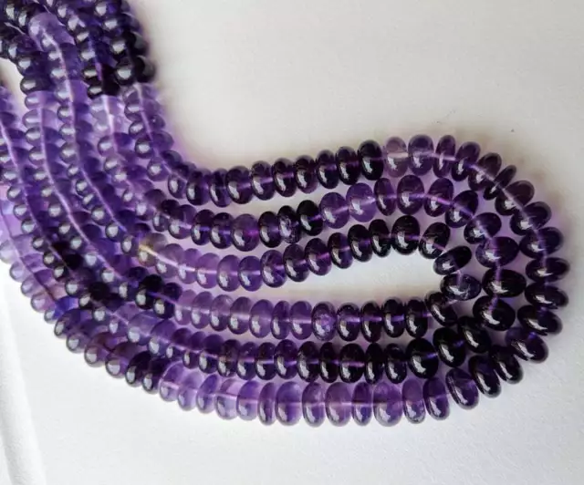 6-8mm Shaded Amethyst Plain Rondelle Beads, Natural Shaded Purple