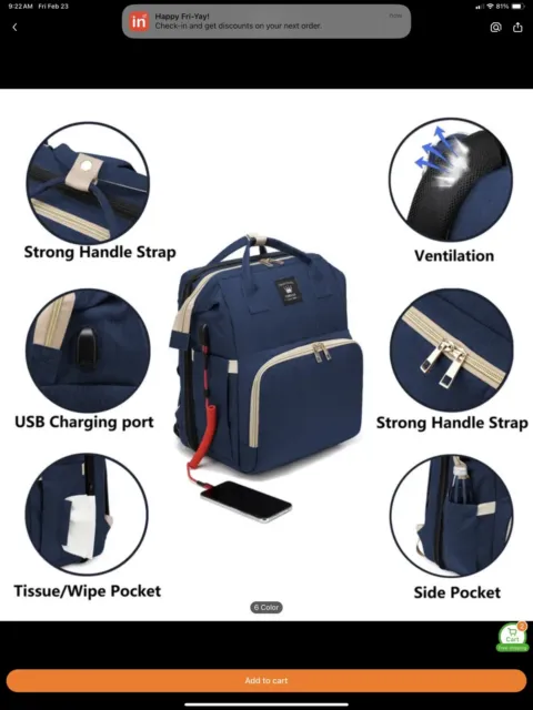 Diaper Bag Backpack Portable Changing Multipurpose Travel Back Pack for Moms Dad