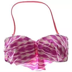 Hula Honey LILAC Juniors Printed Flounce Bikini Swim Top, US Large 2