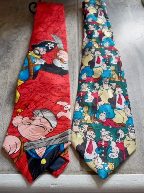 Lot 2 Popeye The Sailorman Men's Neckties Cartoon Neck Ties Brutus Wimpy Jeep... Lot 2 Popeye The Sailorman Men's Neckties Cartoon Neck Ties Brutus Wimpy Jeep...