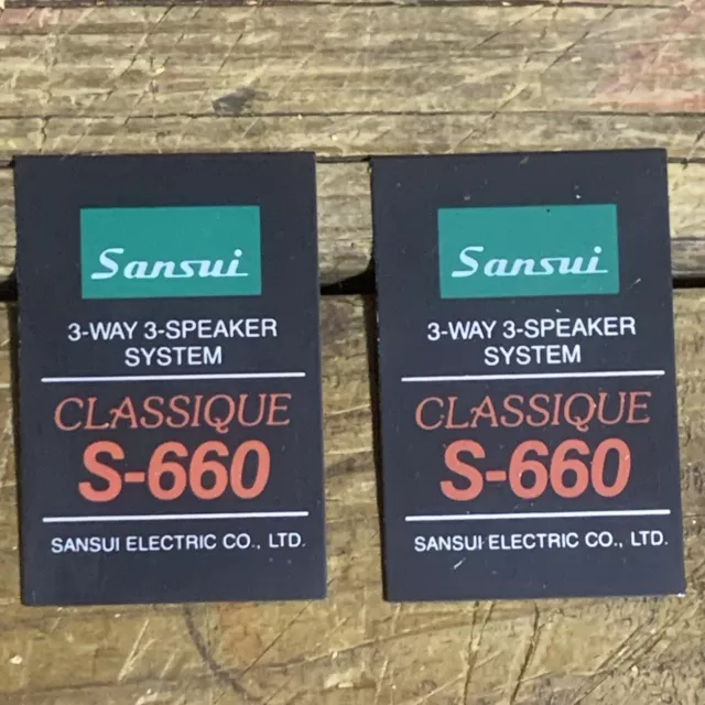 2 Vintage Metal Sansui S-660P speaker badges