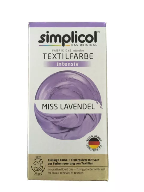 Simplicol Textilfarbe intensiv Flüssige Rezeptur " Miss Lavendel Neu!