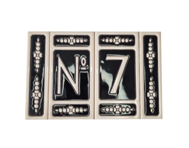 Spanish Atalaya M-6 Hand-Painted Ceramic Number and Letter Tiles