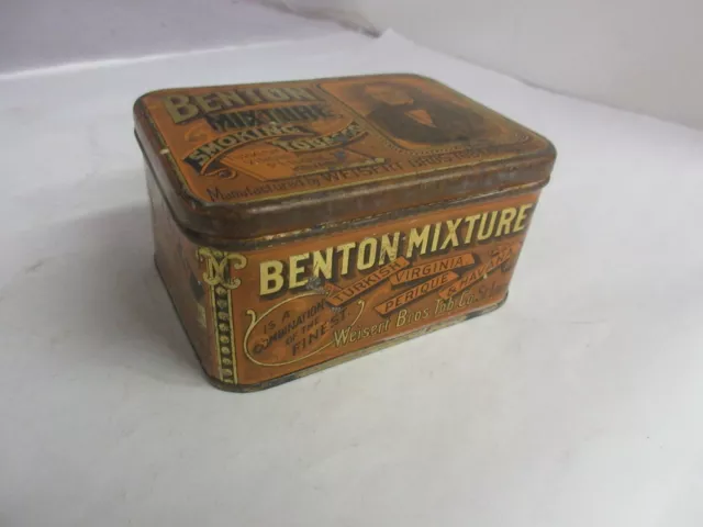 Vintage Advertising  Empty Benton Mixture Tobacco Tin  738- 2