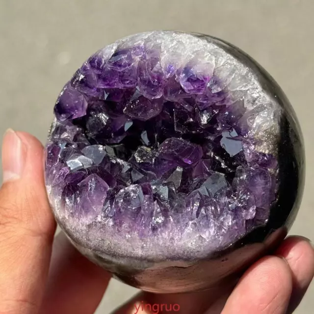 1pc Natural Uruguay Deep Purple Amethyst quartz crystal sphere healing 65mm