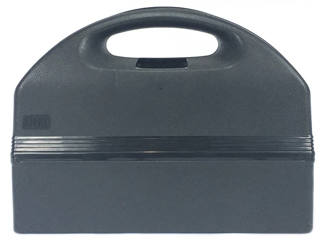 Vintage Alpha CD Holder Storage Case Box Plastic Black Holds 16 Discs