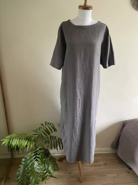 Toast Garment Dyed Linen Tunic Dress, Bright Olive, XS