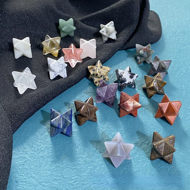 20pcs Natural Merkaba Crystal Star Healing Reiki Quartz Adventurine Rare Decor