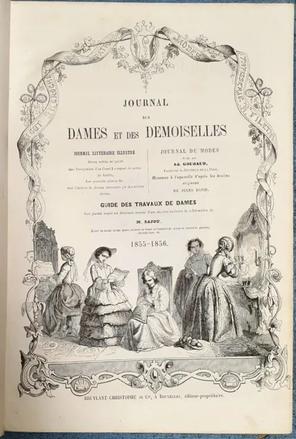 1855-1856 Journal Des Dames Et Des Demouselles Libro antiguo ilustrado original