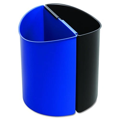 Safco Deskside Double Recycling Trash Can with 2 Latching Receptacles Black a...