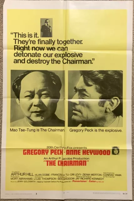 VINTAGE 1969 THE CHAIRMAN  - GREGORY PECK - 1 Sheet Movie Poster 27"x 41"